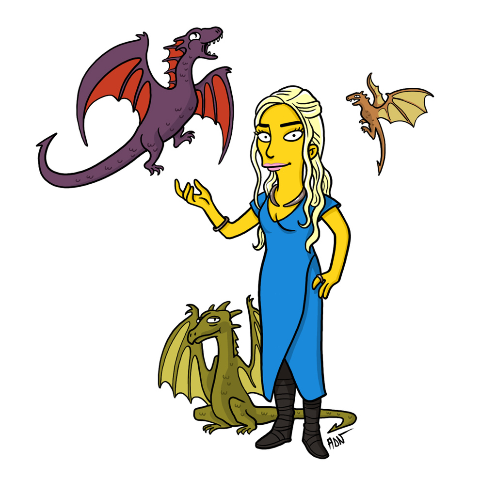 game-of-thrones-cizim-karikatur-simpsons-daenerys-targaryen