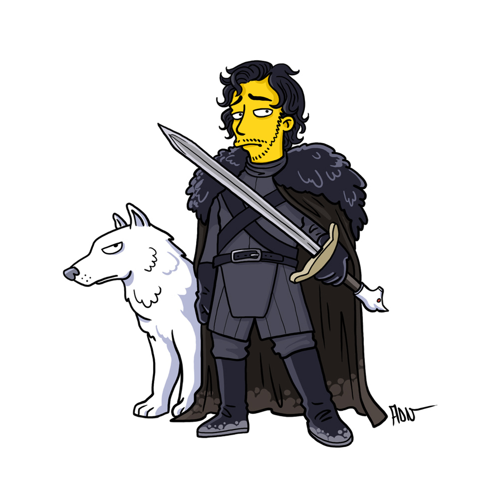 game-of-thrones-cizim-karikatur-simpsons-jon-snow