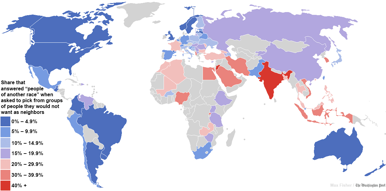dünyada ırkçılığın dağılımı