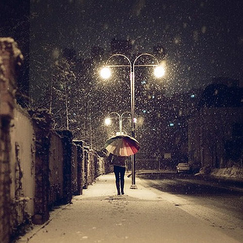 gece-fotografi-semsiye-ve-kar