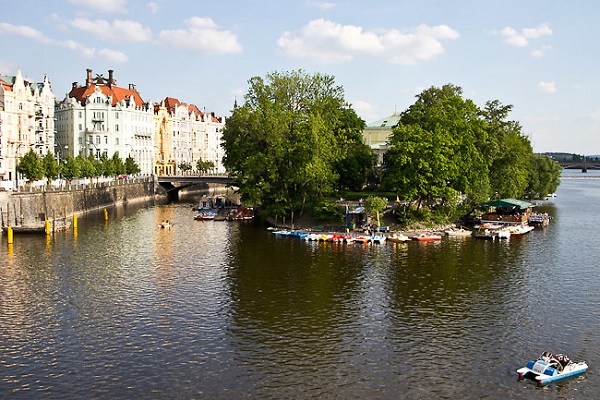 Pedal boat on the Vltava river