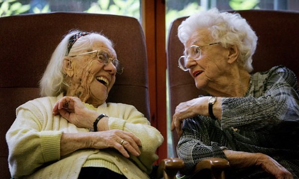 Older people laughing