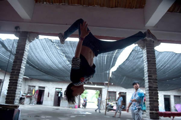 Acrobatic School child