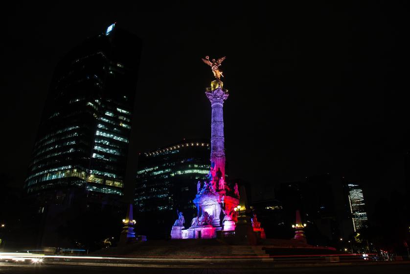 Mexican monuments illuminated in support of France