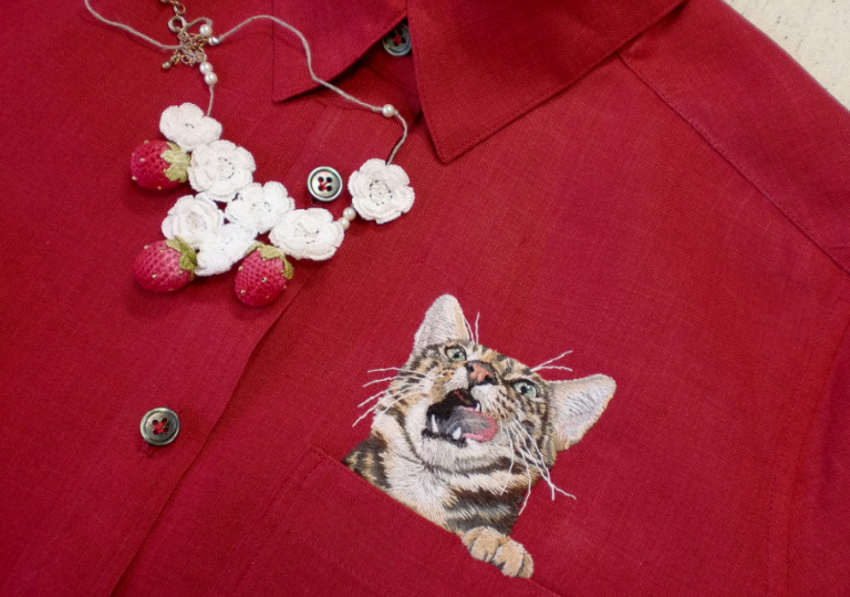 Minnoş Bir Moda Cebinden Kedi Köpek Fışkıran Hiroko Kubota İşlemeli