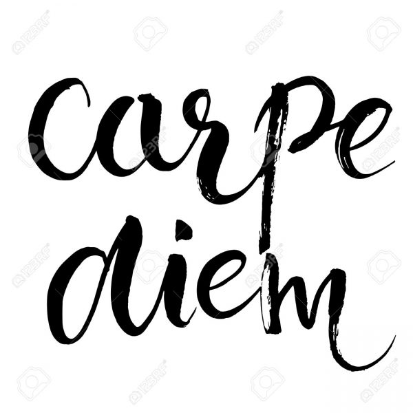 Carpe diem - latin phrase means Capture the moment. Inspirational quote expressive handwritten with brush, isolated on white background.