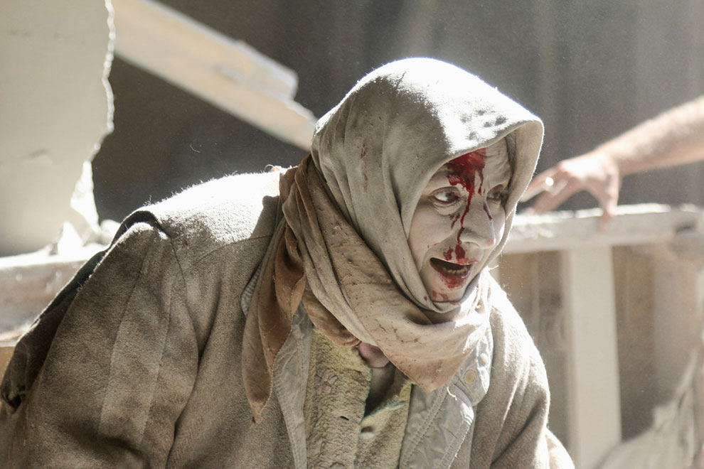 airstrikes in the rebel held area of Old Aleppo, Syria, April 28, 2016.