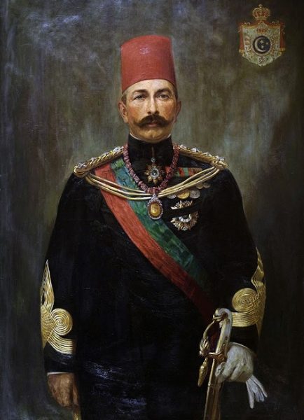 AbbasHilmi2Portrait with Khedivial Grand State Coat of Arms