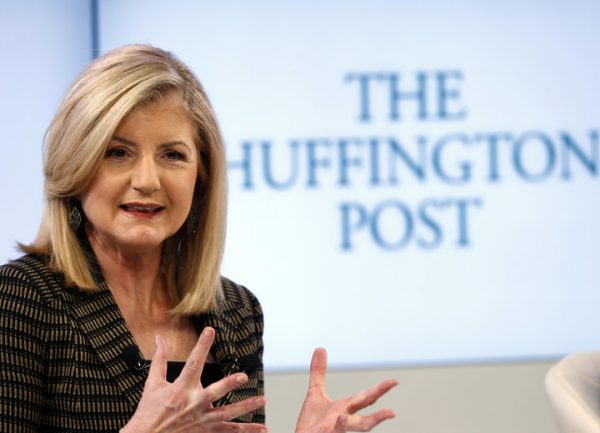 Huffington president and Editor-in-Chief of The Huffington Post Media Group attends a session at the World Economic Forum (WEF) in Davos