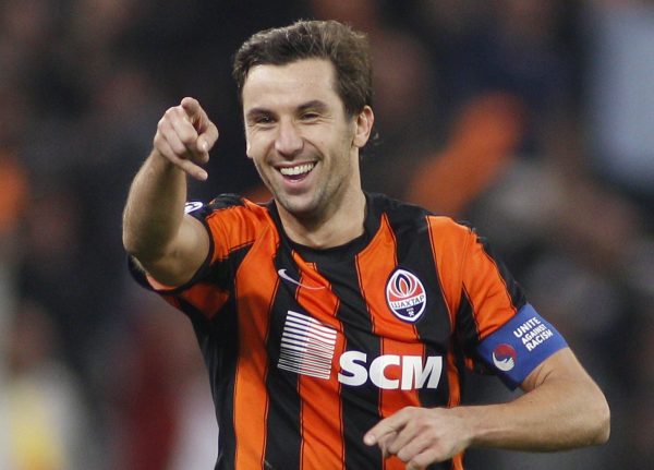 Shakhtar Donetsk's Srna celebrates after scoring against Partizan during their Champions League soccer match in Donetsk