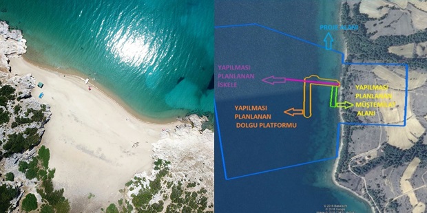 Saros Körfezi''nde Doğaya Zarar Vereceği Düşünülen 270 Metrekarelik Dolgu  İskele Yapımı