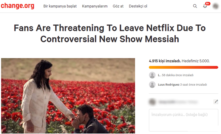 ürdün imza kampanyası netflix