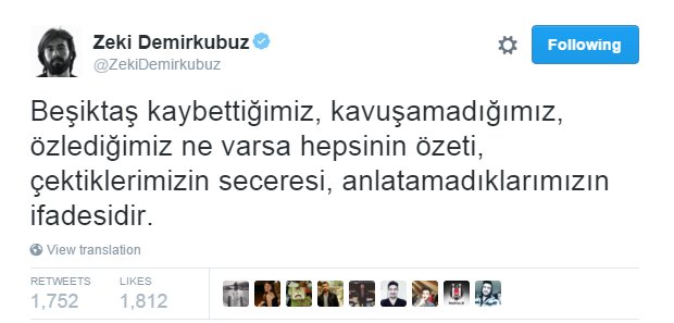 Zeki Demirkubuz tweet